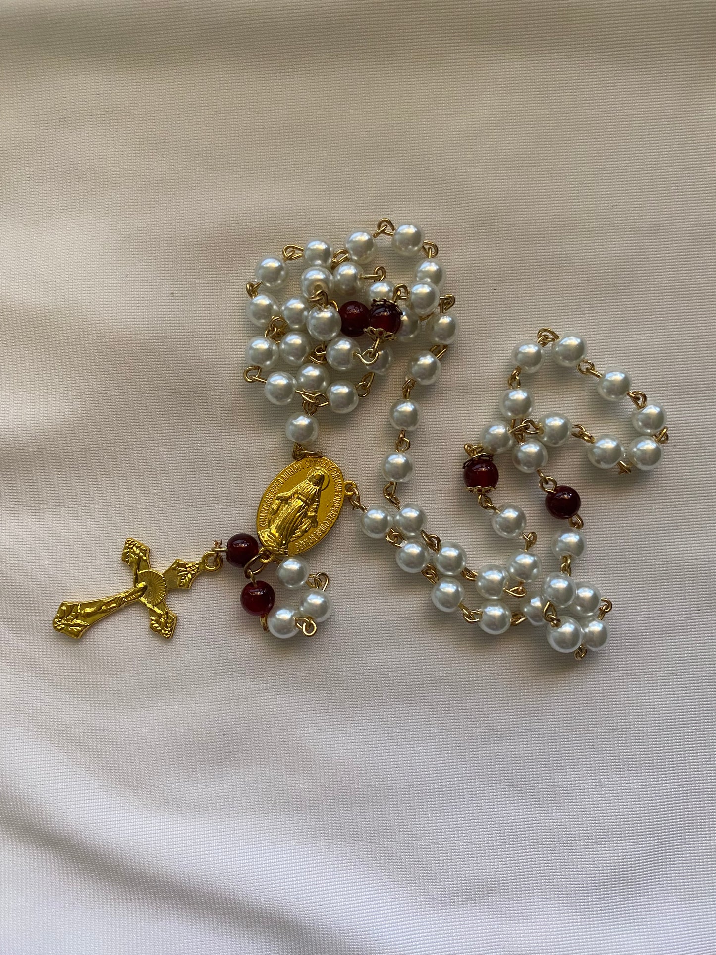 White/Red *HANDMADE* Rosary