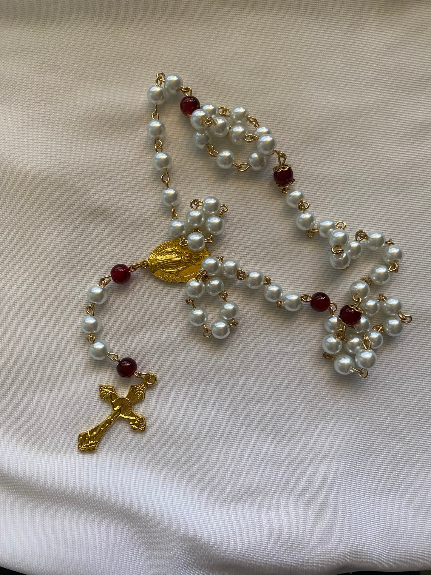 White/Red *HANDMADE* Rosary