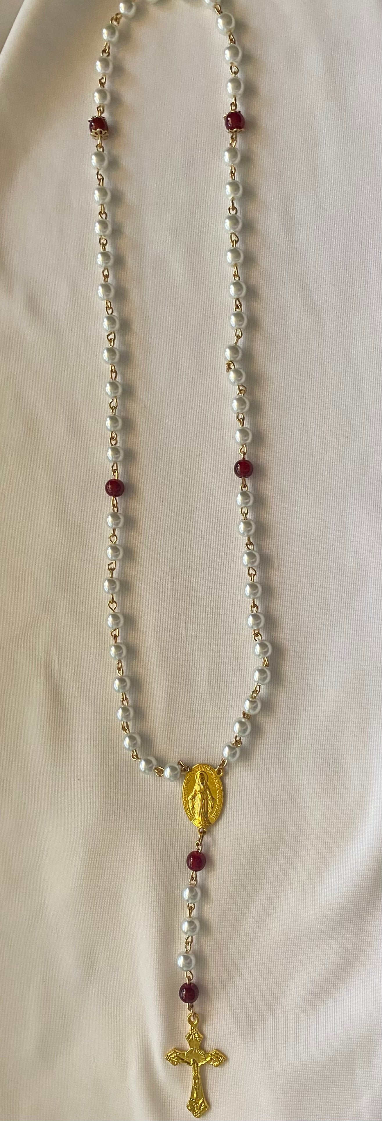 White/Red *HANDMADE* Rosary